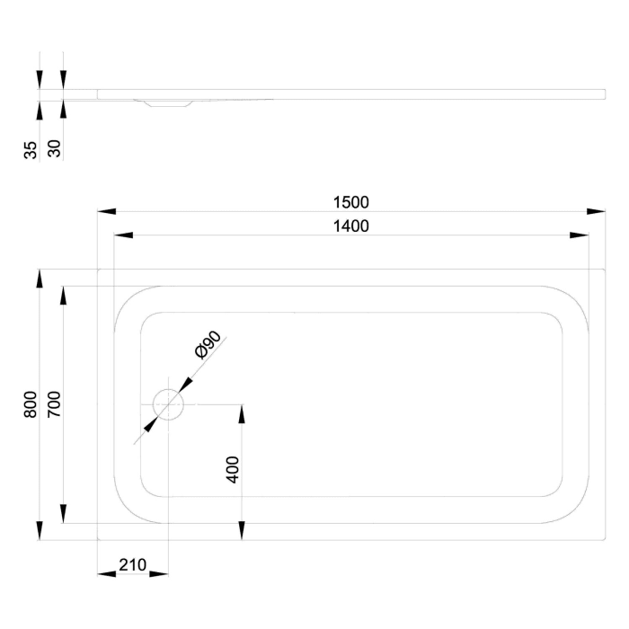 Bette Ultra Duschwanne superflach 150 x 80 x 3,5 cm