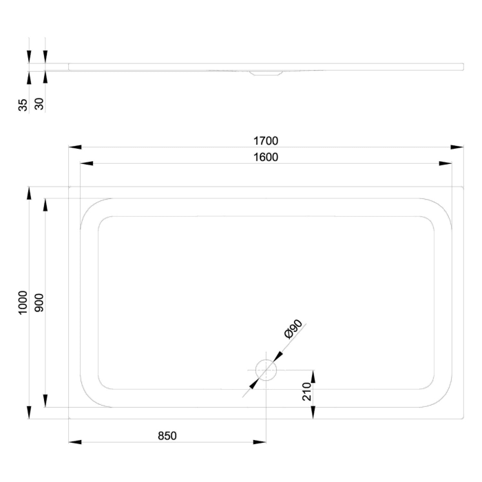 Bette Ultra Duschwanne superflach 170 x 100 x 3,5 cm