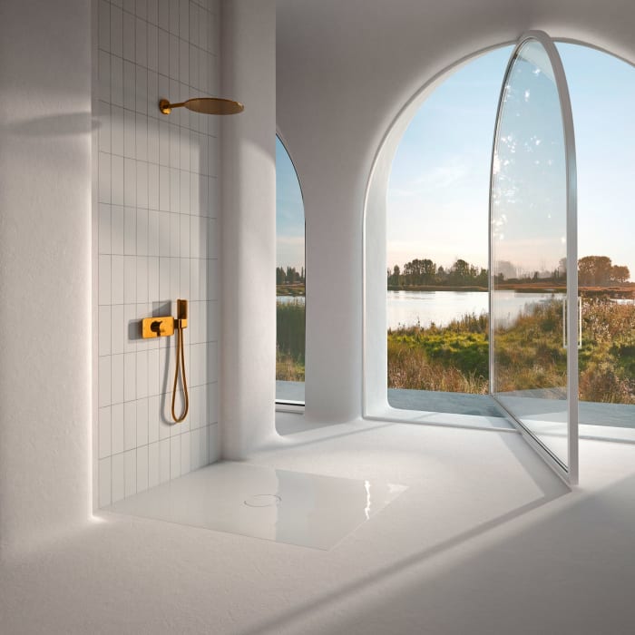 Bette Air Duschwanne 120 x 80 x 1 cm mit Antirutsch Sense u. Minimum Wannenträger