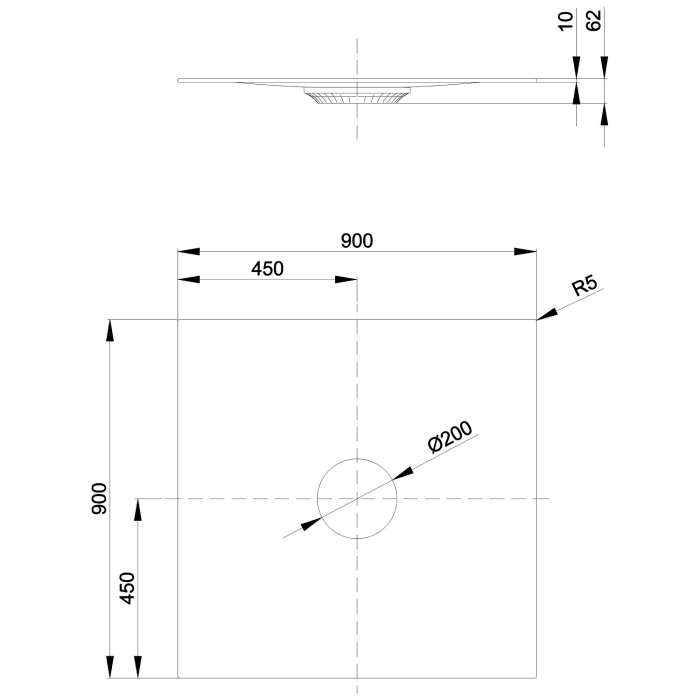 Bette Air Duschwanne 90 x 90 x 1 cm