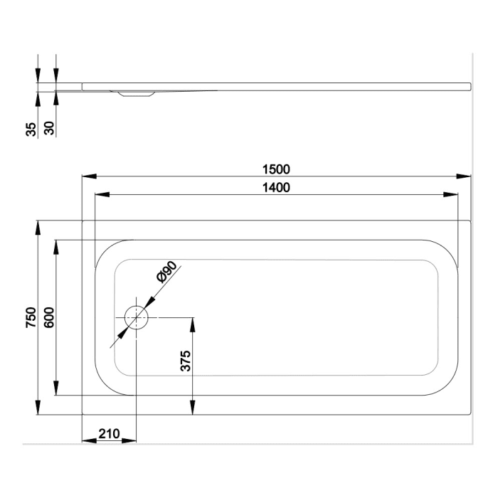 Bette Ultra Duschwanne superflach 130 x 75 x 3,5 cm