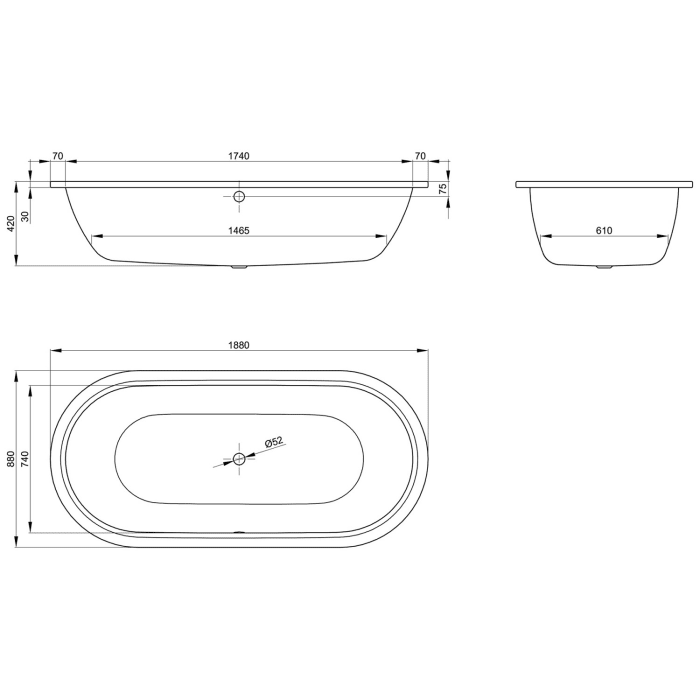 Bette Starlet Flair Oval Badewanne 188 x 88 cm