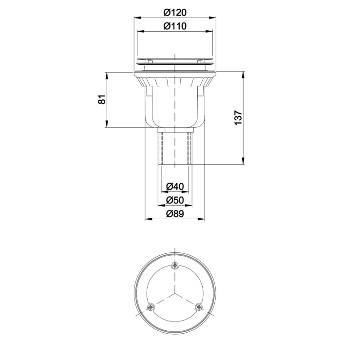Bette BetteAir Down, senkrecht - 0,6 l/s mit Antirutsch Sense