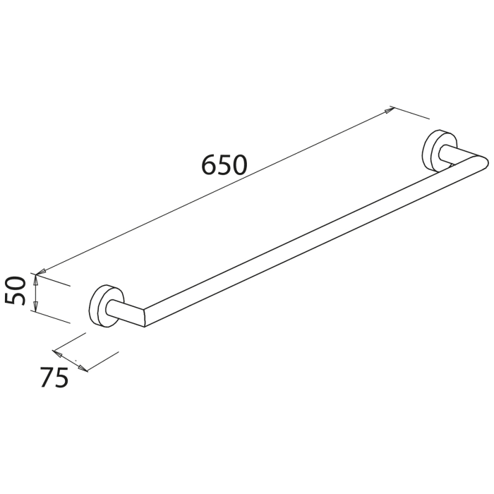 Bravat Varuna mattschwarz Badetuchstange 65 cm