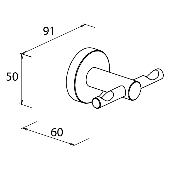 Bravat Varuna mattschwarz Handtuchhaken doppelt