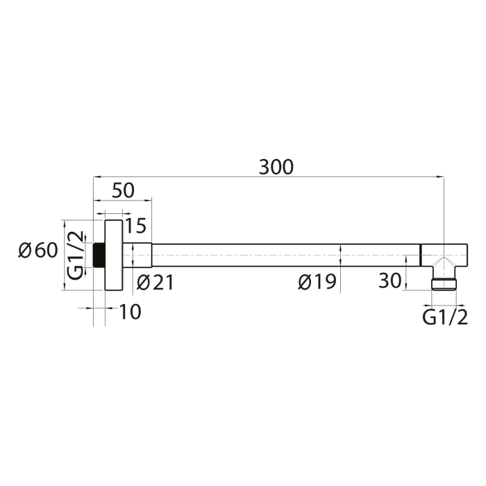 Bravat Wand-Brausearm 30 cm