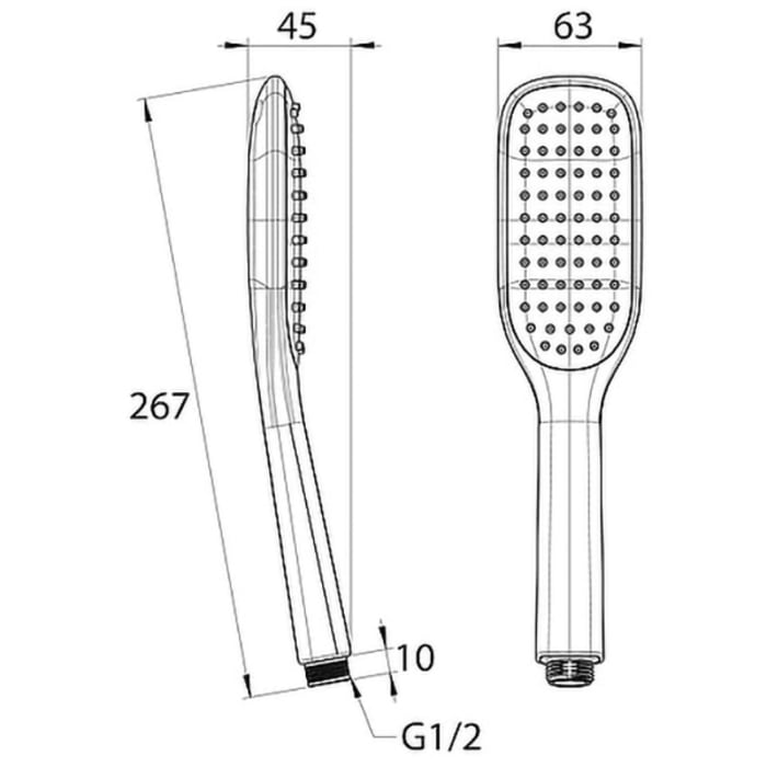 Bravat Handbrause eckig 26,7 x 6,3 x 4,5 cm