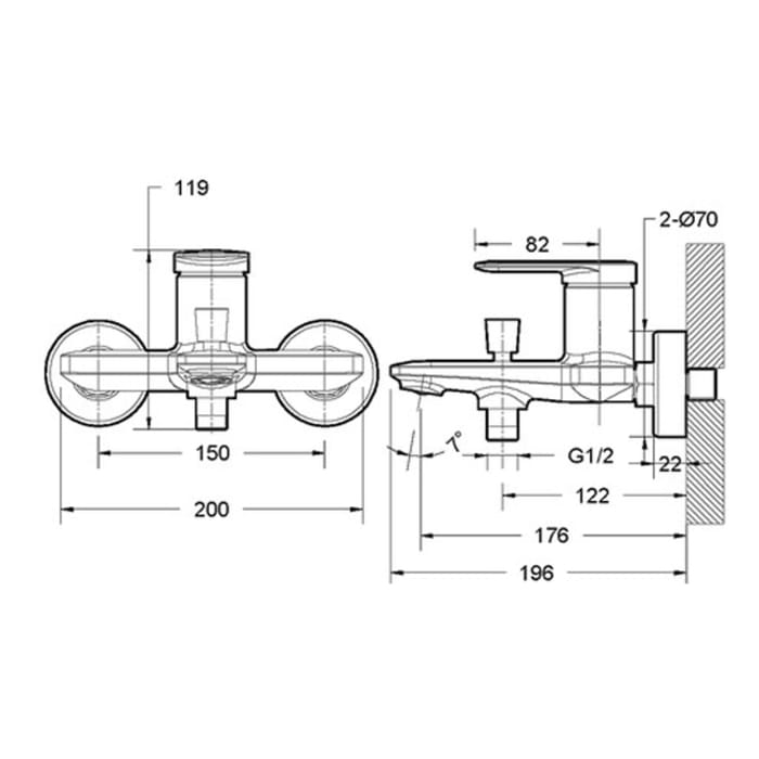 Bravat Milano Wannenfüll- und Brausearmatur