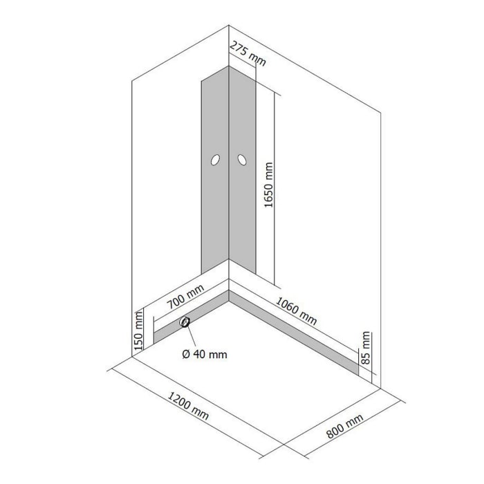 Breuer Komplettdusche BR 100, 80 x 120 cm, Anschlag rechts