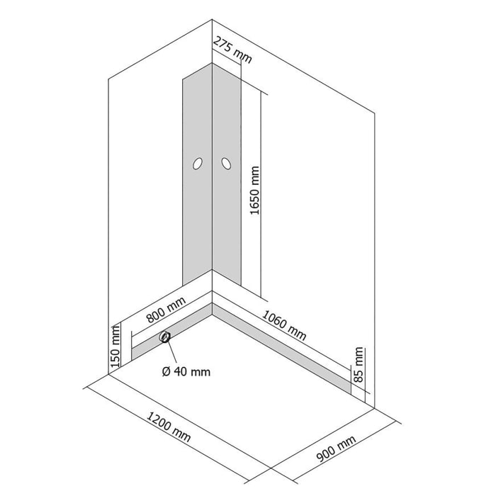 Breuer Komplettdusche BR 100, 90 x 120 cm, Anschlag rechts