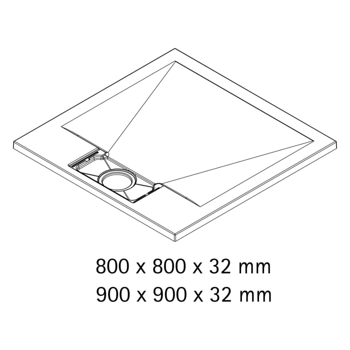 Breuer Lite-Line Steinoptik Quadratduschwanne 80 x 80 cm