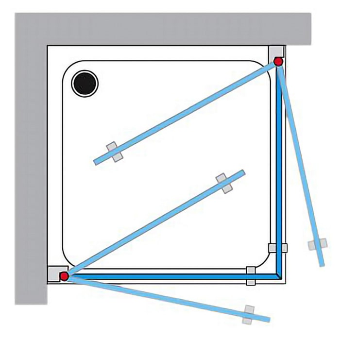 Breuer ELANA 6 Drehdiagonaleinstieg 2-teilig DDE2 100 x 100 x 200 cm