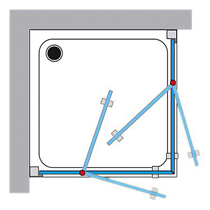 Breuer ELANA 6 Drehdiagonaleinstieg 4-teilig DDE4 75 x 90 x 200 cm