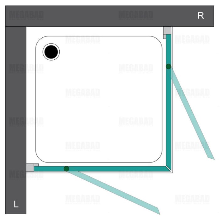 Breuer Espira Drehdiagonaleinstieg 4 teilig DDE4 80 x 90 x 195 cm, mit CER+ Beschichtung