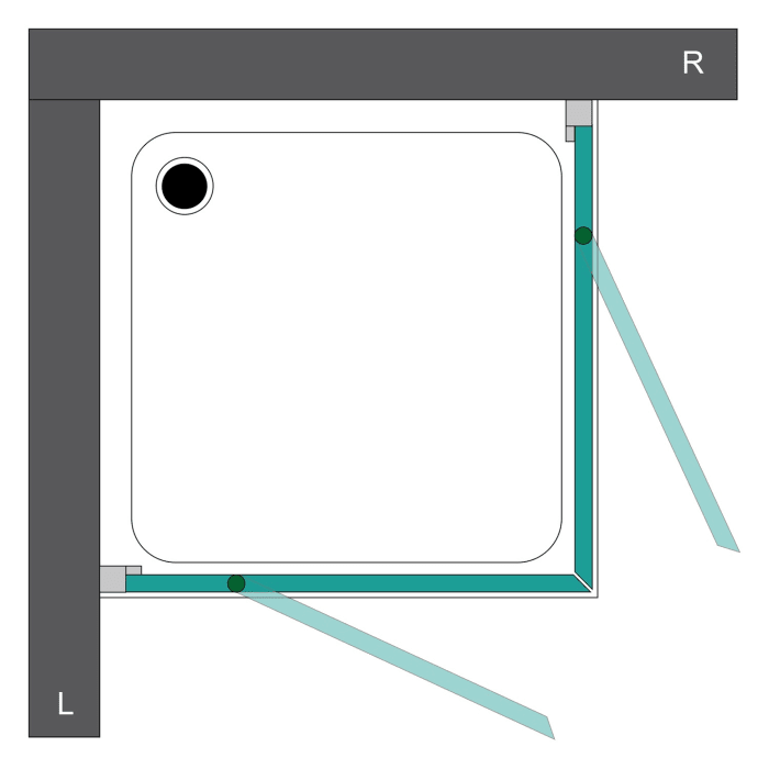 Breuer Espira Drehdiagonaleinstieg 4-teilig DDE4 90 x 90 x 195 cm