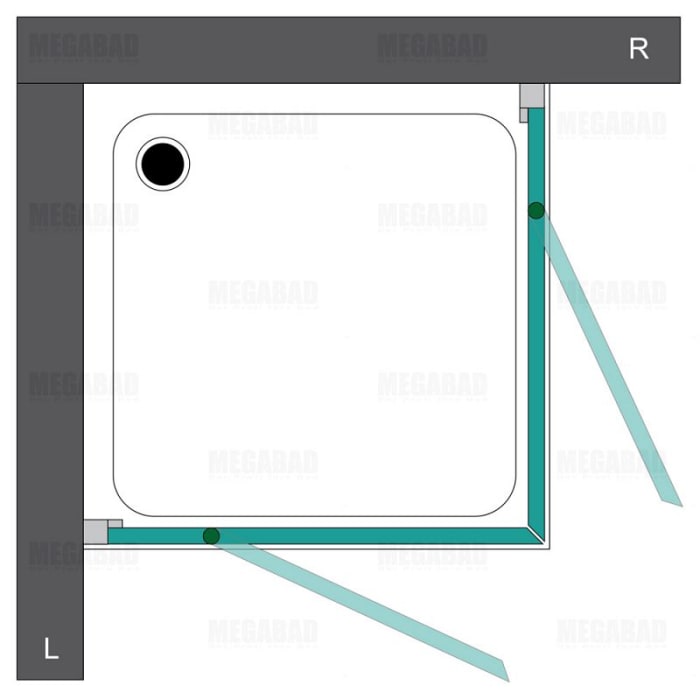 Breuer Espira Drehdiagonaleinstieg 4-teilig DDE4 80 x 90 x 195 cm