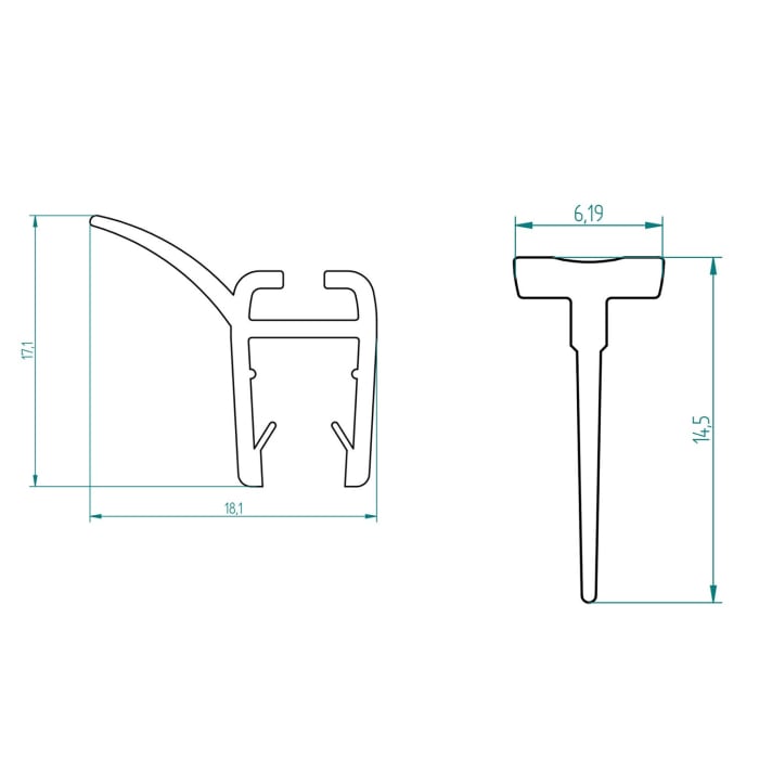 Breuer ELANA 6 Ersatz-Spritzschutz mit Einschubdichtung für Pendeltür für Nische oder Seitenwand BSW ab 06.2012