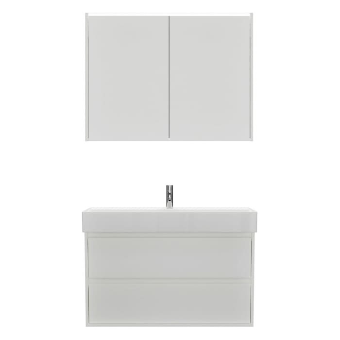 burgbad Devio Keramik-Waschtisch mit Unterschrank und LED-Spiegelschrank 100,5 cm, 2 Auszüge