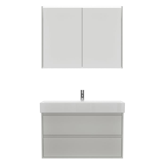 burgbad Devio Keramik-Waschtisch mit Unterschrank und LED-Spiegelschrank 100,5 cm, 2 Auszüge