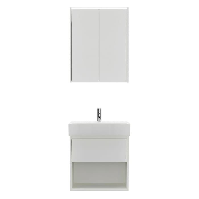 burgbad Devio Keramik-Waschtisch mit Unterschrank und LED-Spiegelschrank 60 cm, 1 Auszug