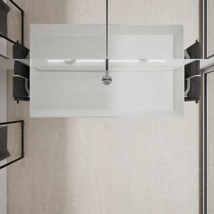 burgbad Devio Keramik-Waschtisch mit Unterschrank und LED-Spiegelschrank 100,5 cm, 2 Auszüge