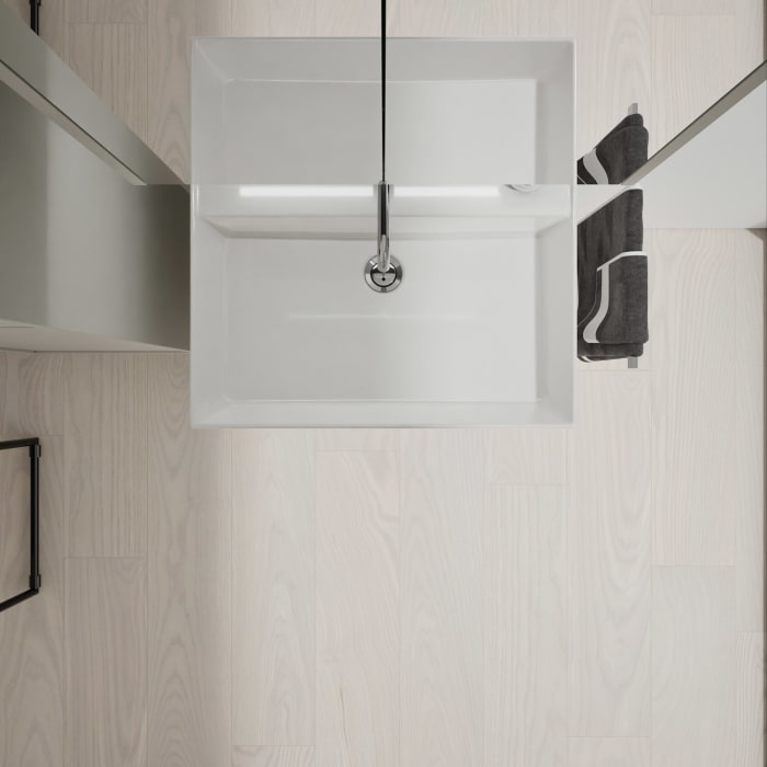 burgbad Devio Keramik-Waschtisch mit Unterschrank und LED-Spiegelschrank 60 cm, 1 Auszug