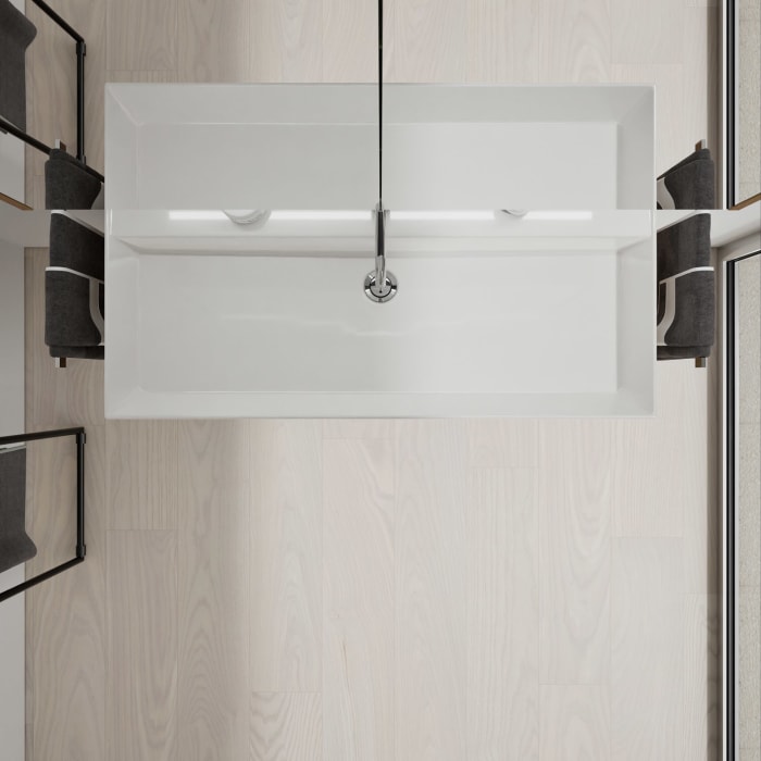 burgbad Devio Keramik-Waschtisch mit Unterschrank und LED-Spiegelschrank 100 cm, 1 Auszug