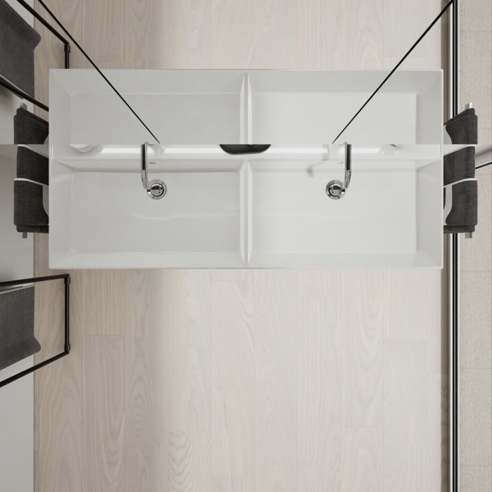 burgbad Devio Keramik-Waschtisch mit Unterschrank und LED-Spiegelschrank 120,5 cm, Doppeltür rechts, 2 Auszüge