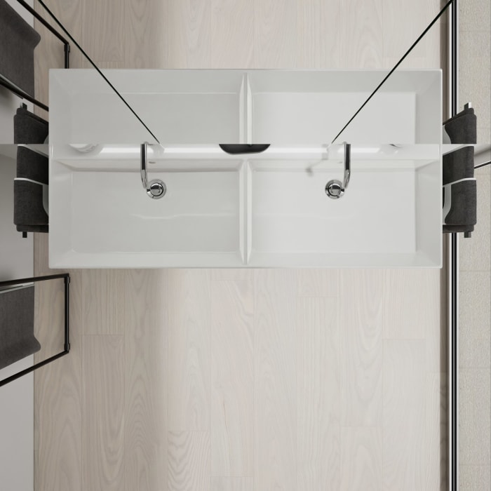 burgbad Devio Keramik-Waschtisch mit Unterschrank und LED-Spiegelschrank 120,5 cm, Doppeltür links, 2 Auszüge