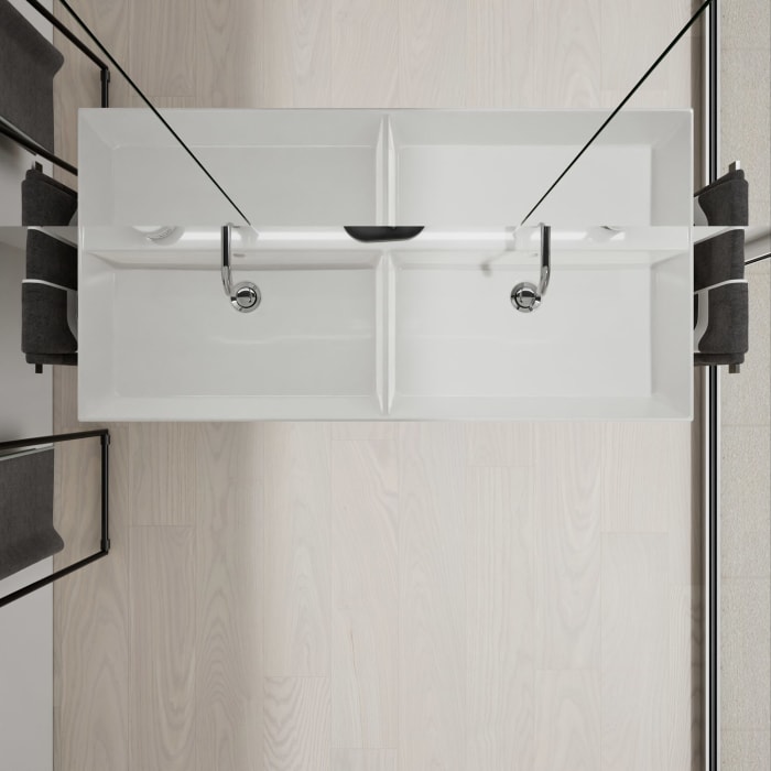 burgbad Devio Keramik-Waschtisch mit Unterschrank und LED-Spiegelschrank 120,5 cm, Doppeltür rechts, 1 Auszug