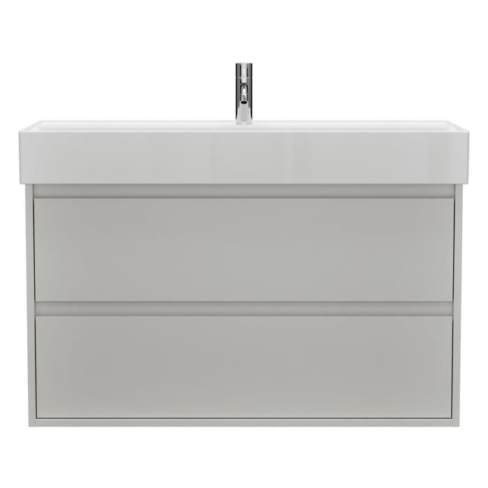 burgbad Devio Keramik-Waschtisch mit Unterschrank und LED-Spiegelschrank 100,5 cm, 2 Auszüge