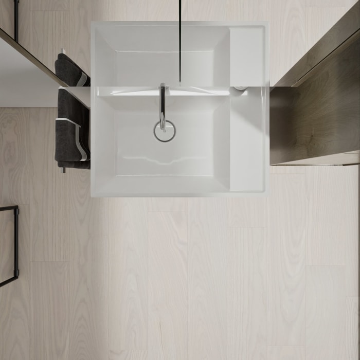 burgbad Devio Mineralguss-Waschtisch mit Unterschrank und LED-Spiegelschrank 60,5 cm, 2 Auszüge