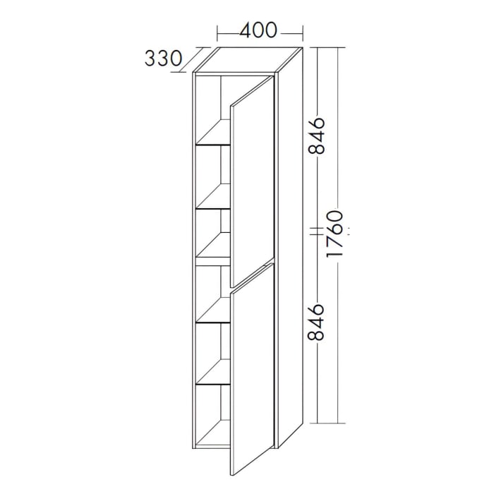 burgbad Devio Hochschrank 40 x 33 x 176 cm, Türanschlag rechts