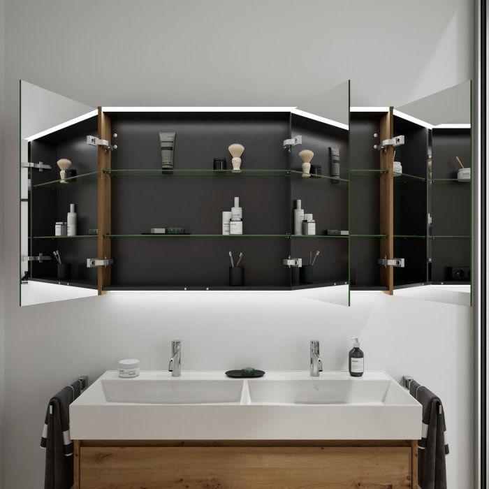 burgbad Devio Spiegelschrank 120 x 76,5 cm, Doppeltür links