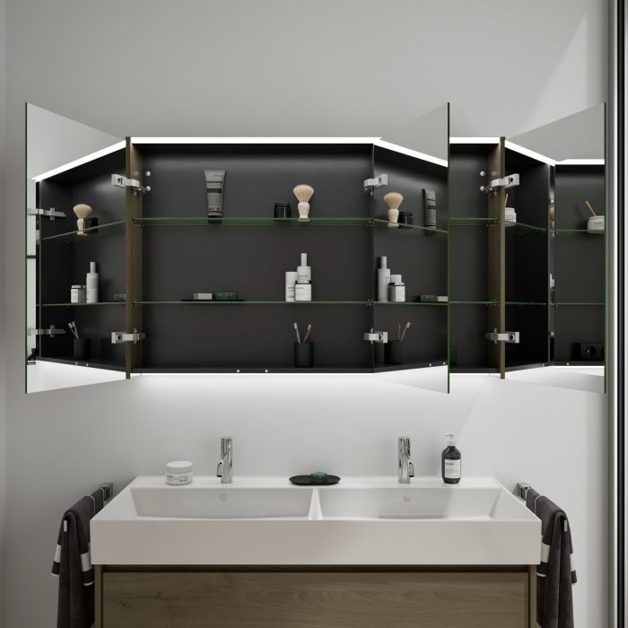burgbad Devio Spiegelschrank 120 x 76,5 cm, Doppeltür links