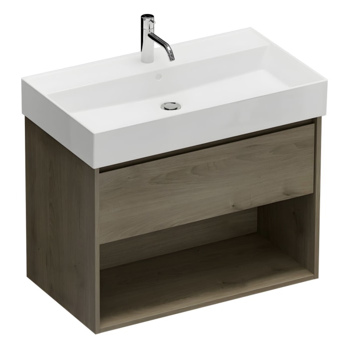 burgbad Devio Keramik-Waschtisch mit Unterschrank 80,5 cm, 1 Auszug
