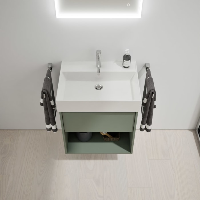 burgbad Devio Keramik-Waschtisch mit Unterschrank 60,5 cm, 1 Auszug