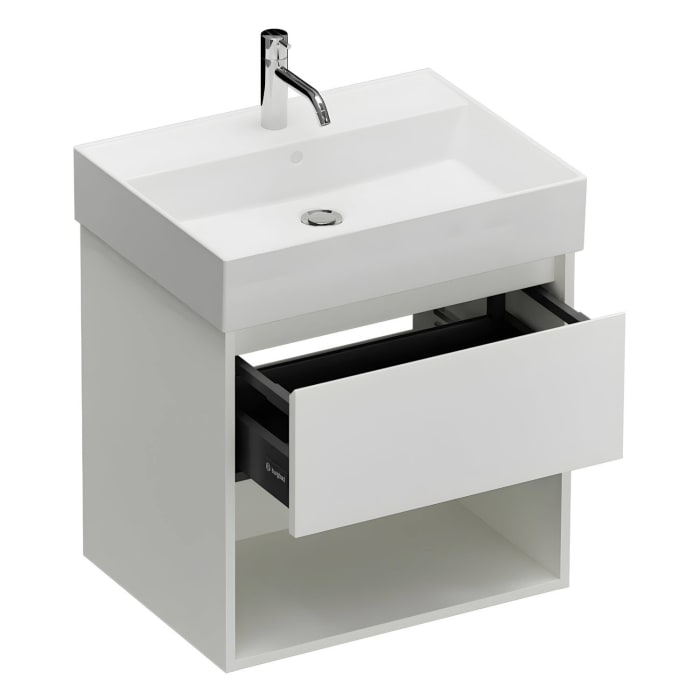 burgbad Devio Keramik-Waschtisch mit Unterschrank 60,5 cm, 1 Auszug
