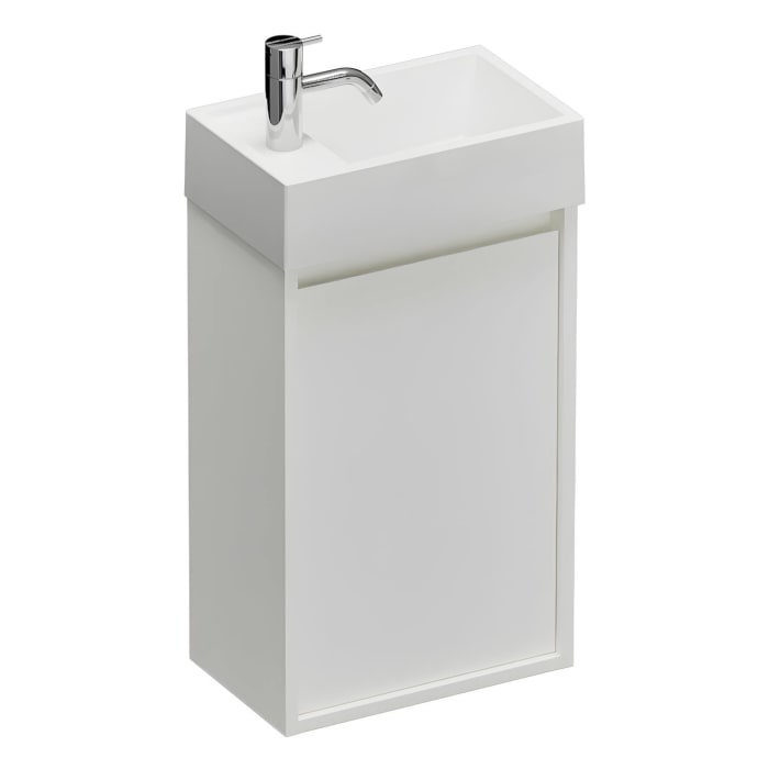 burgbad Devio Mineralguss-Waschtisch mit Unterschrank 37 cm, Türanschlag links