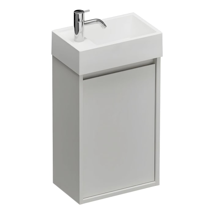 burgbad Devio Mineralguss-Waschtisch mit Unterschrank 37 cm, Türanschlag links