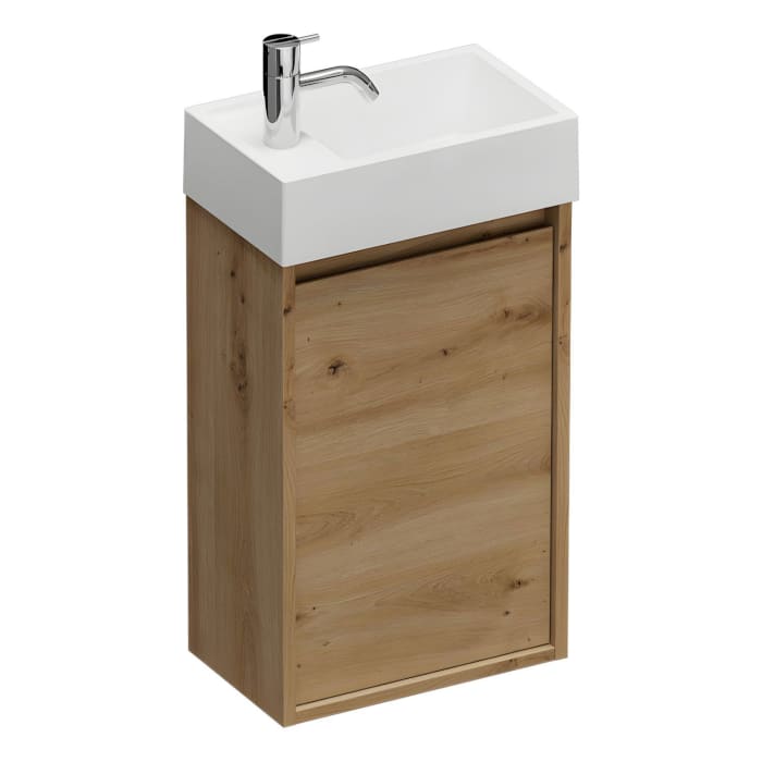 burgbad Devio Mineralguss-Waschtisch mit Unterschrank 37 cm, Türanschlag links
