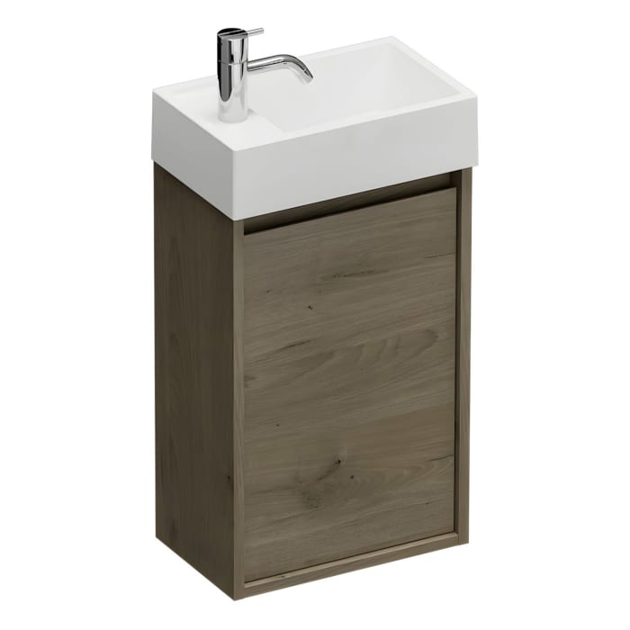 burgbad Devio Mineralguss-Waschtisch mit Unterschrank 37 cm, Türanschlag links