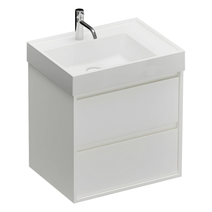 burgbad Devio Mineralguss-Waschtisch mit Unterschrank 60,5 cm, 2 Auszüge