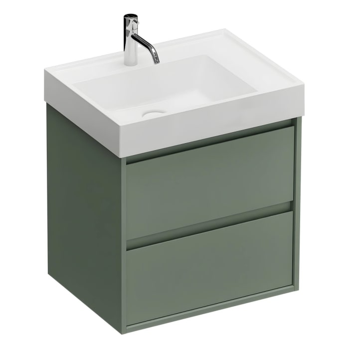 burgbad Devio Mineralguss-Waschtisch mit Unterschrank 60,5 cm, 2 Auszüge
