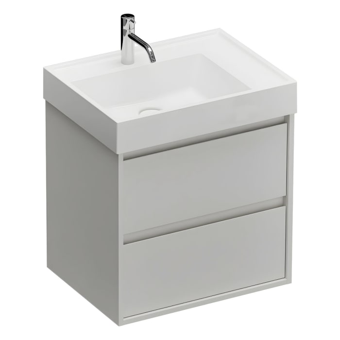 burgbad Devio Mineralguss-Waschtisch mit Unterschrank 60,5 cm, 2 Auszüge