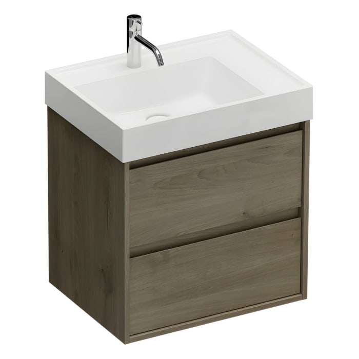 burgbad Devio Mineralguss-Waschtisch mit Unterschrank 60,5 cm, 2 Auszüge