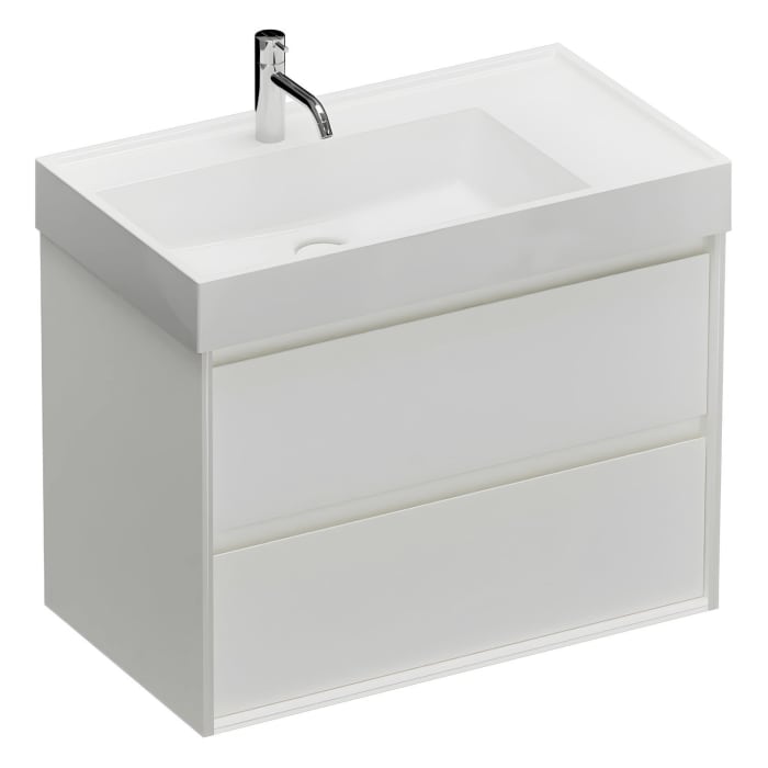 burgbad Devio Mineralguss-Waschtisch mit Unterschrank 80,5 cm, 2 Auszüge