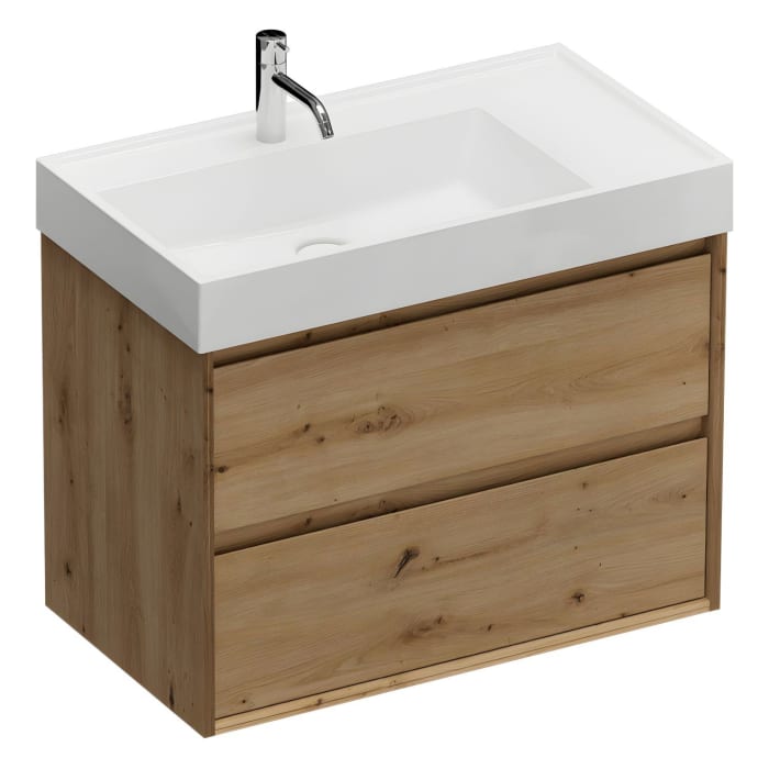 burgbad Devio Mineralguss-Waschtisch mit Unterschrank 80,5 cm, 2 Auszüge