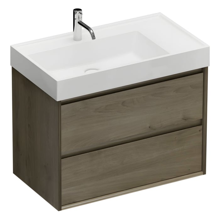 burgbad Devio Mineralguss-Waschtisch mit Unterschrank 80,5 cm, 2 Auszüge
