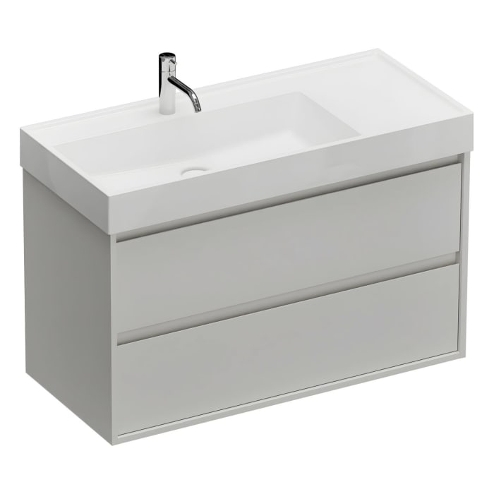 burgbad Devio Mineralguss-Waschtisch mit Unterschrank 100,5 cm, 2 Auszüge